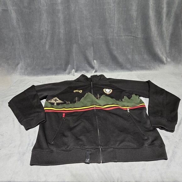 LRG Clothing & Equipment Lion Emblem Safari Print,Men's 3XL Black Track Jacket - Picture 1 of 13